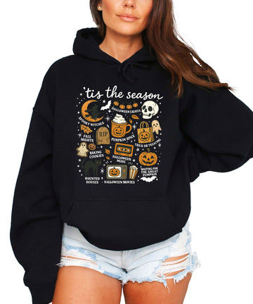 Tis The Season Halloween retro collage hoodie in Black - view 1