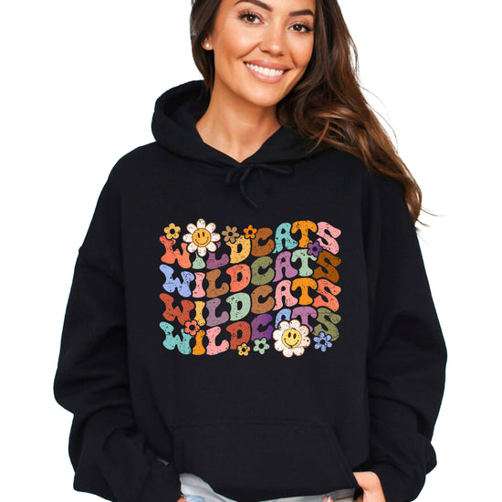 Wildcats Retro Floral Hoodie - Black view 1