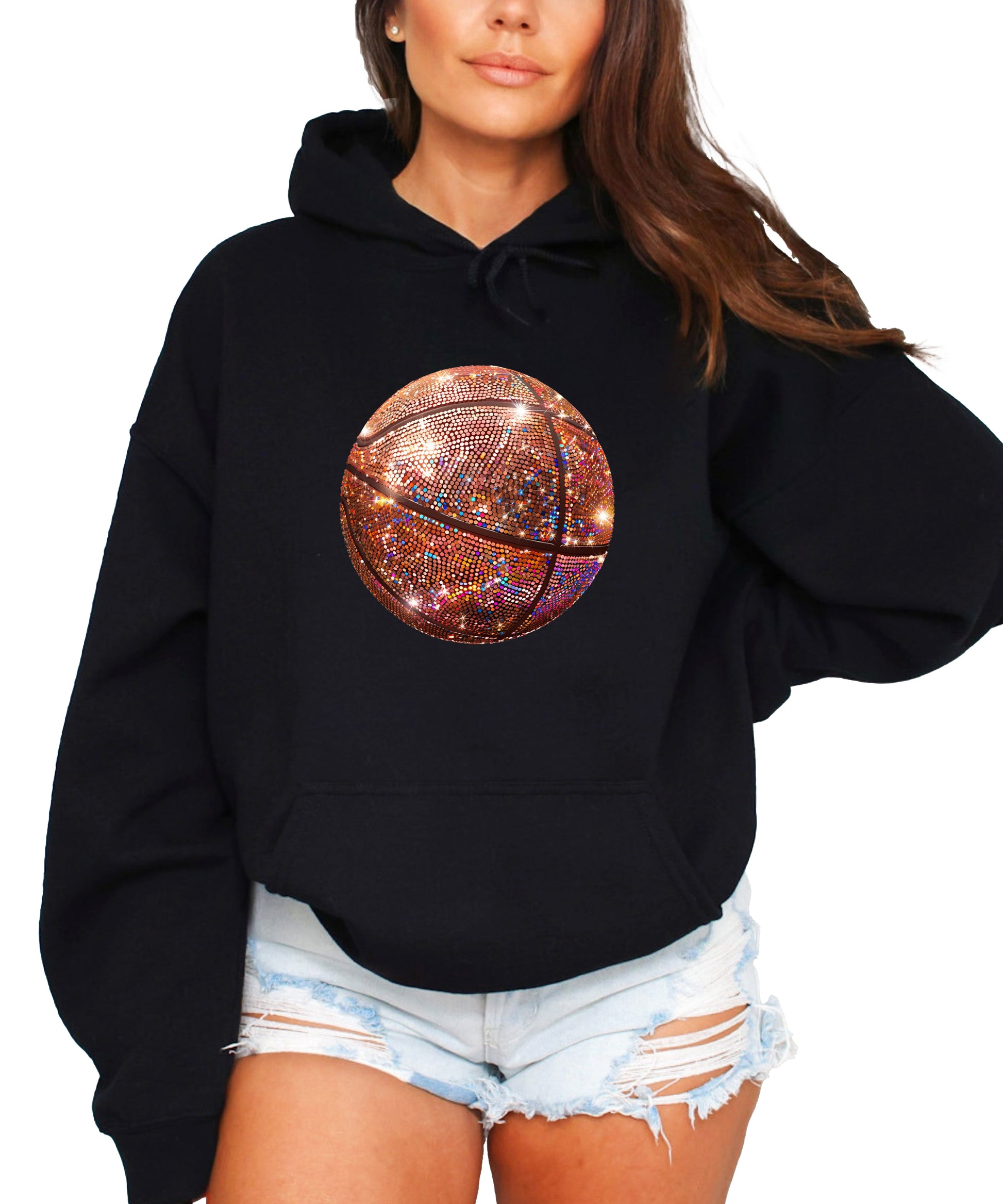 Glitter basketball hoodie in Black - view 1