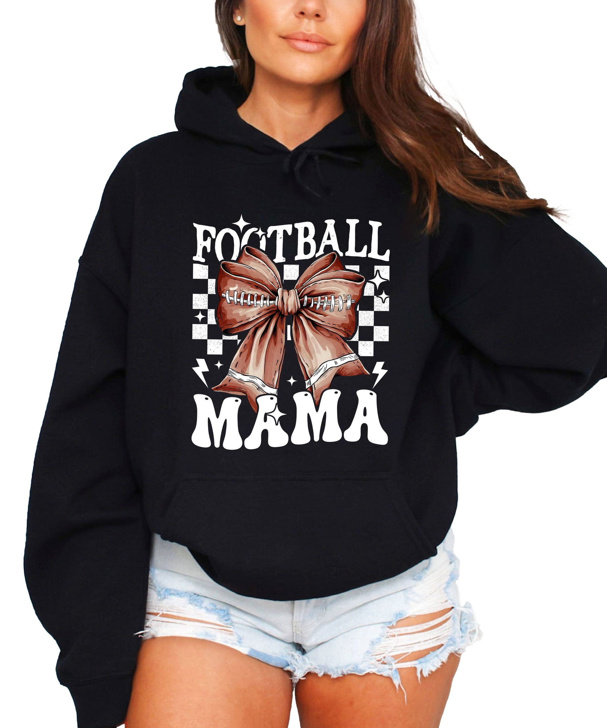 Football Mama Hoodie for Women – Black view 1