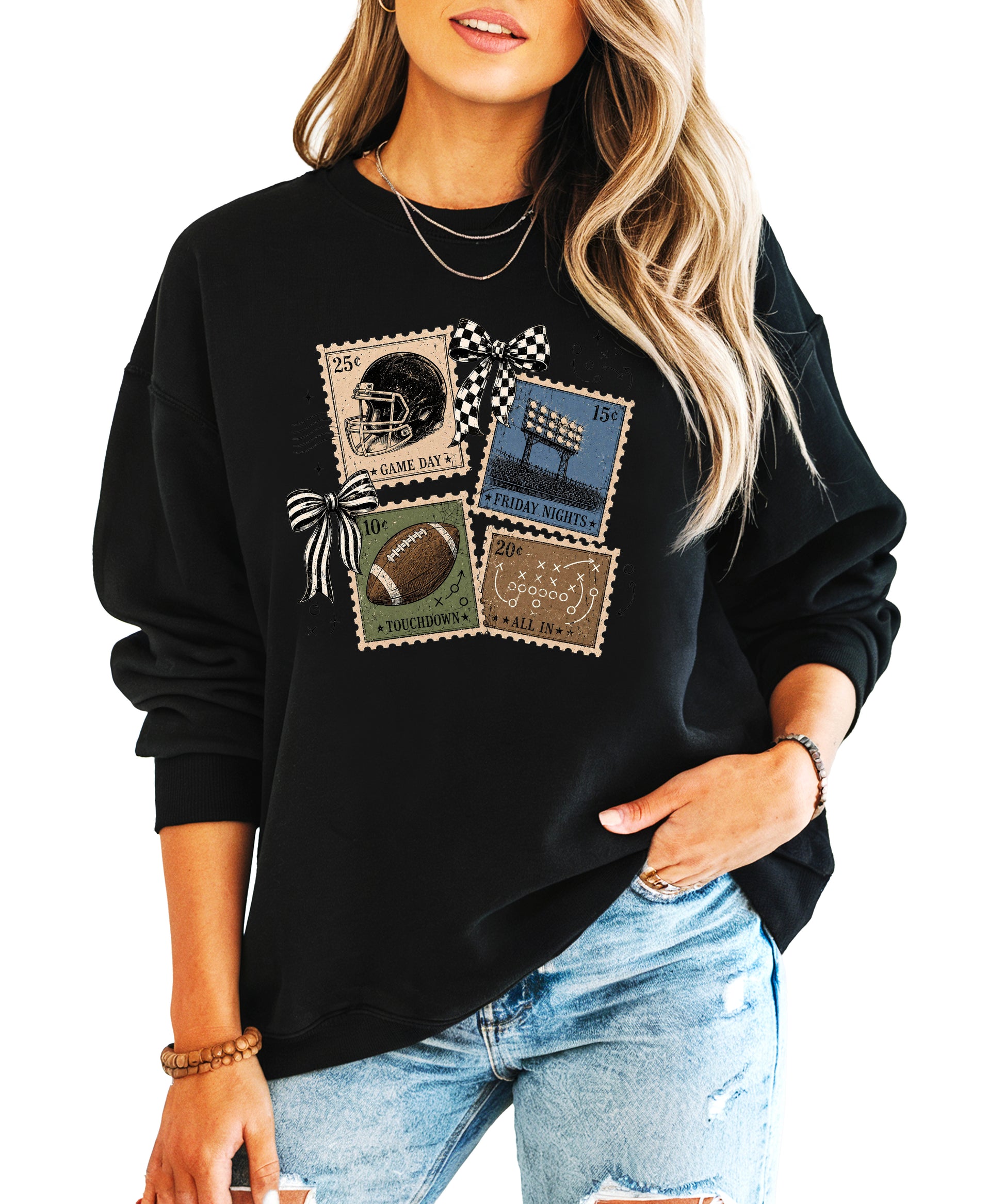 Vintage Football Black crewneck sweatshirt, view 1
