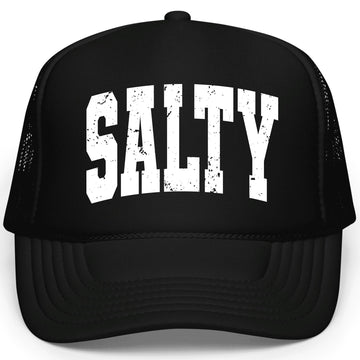 Salty Distressed Font Women & Teen Summer Trucker Hat Classic 5 Panel Foam Front Mesh Snapback