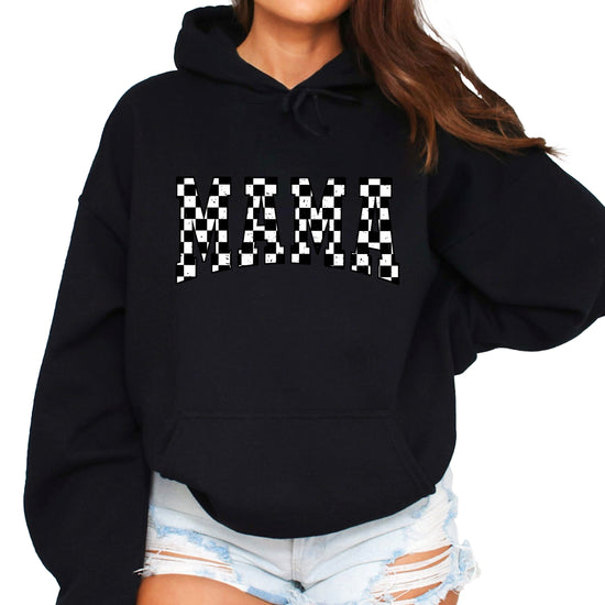 Checkered Mama hoodie for women in Black - view 1