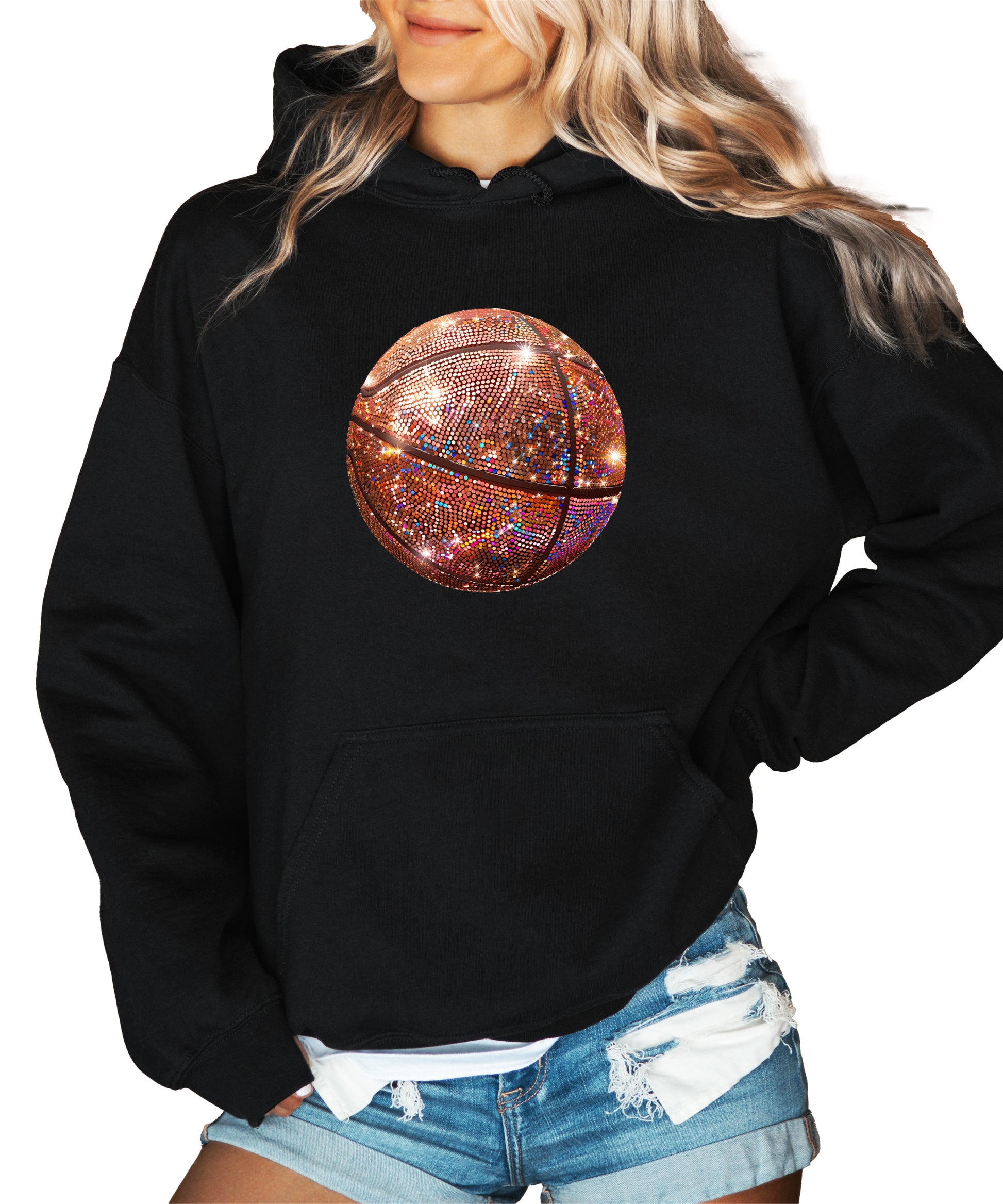 Glitter basketball hoodie in Black - view 2