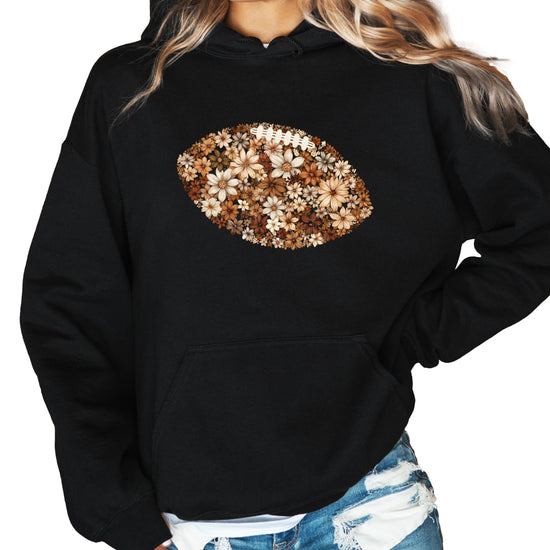 Floral Football Black Hoodie for Women - view 2