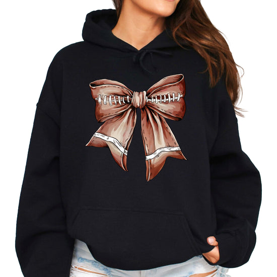 Football Coquette Bow fleece hoodie in Black - view 2