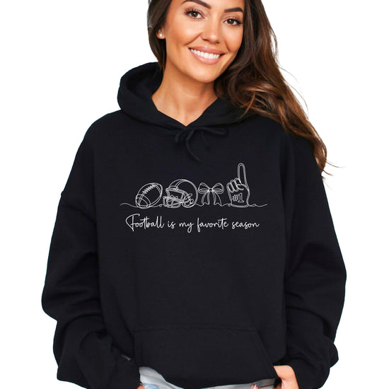 Black Football is My Favorite Season hoodie, styled view