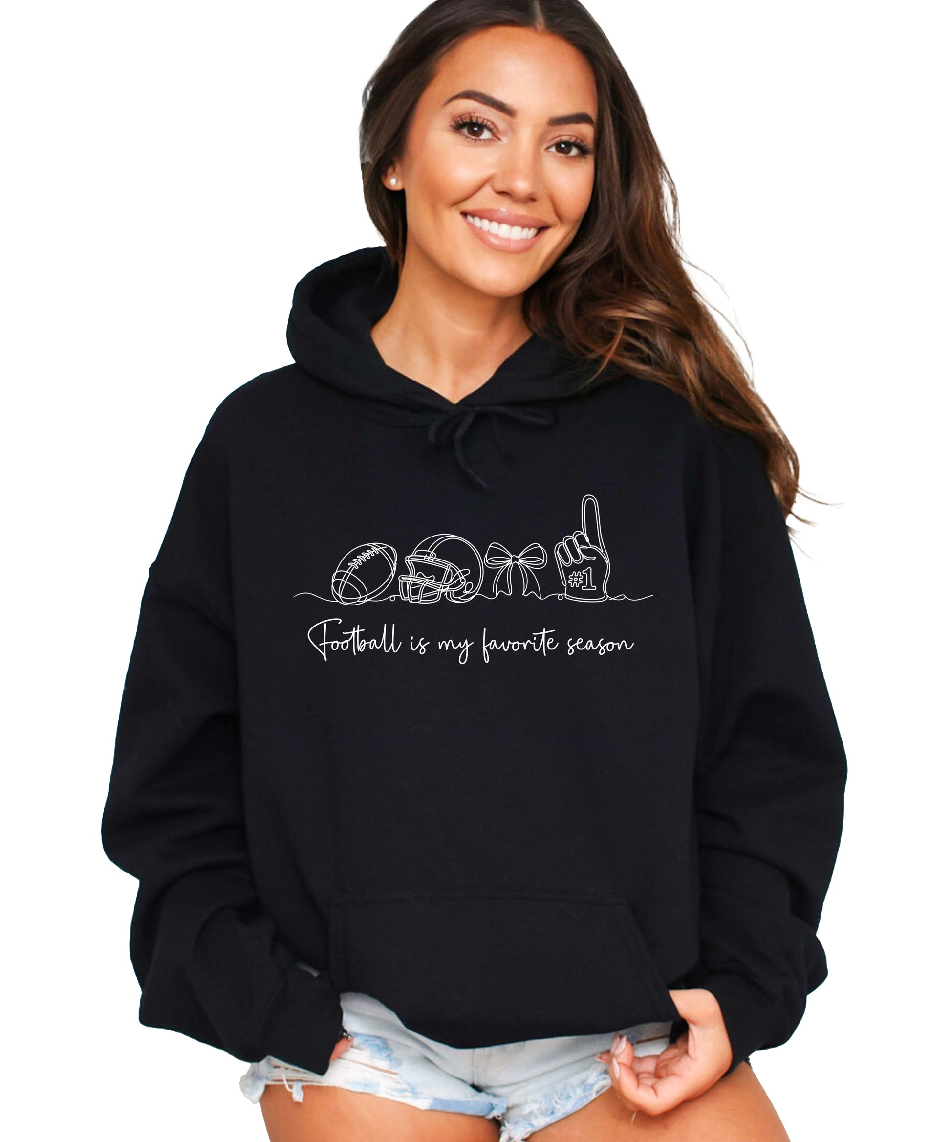 Black Football is My Favorite Season hoodie, styled view