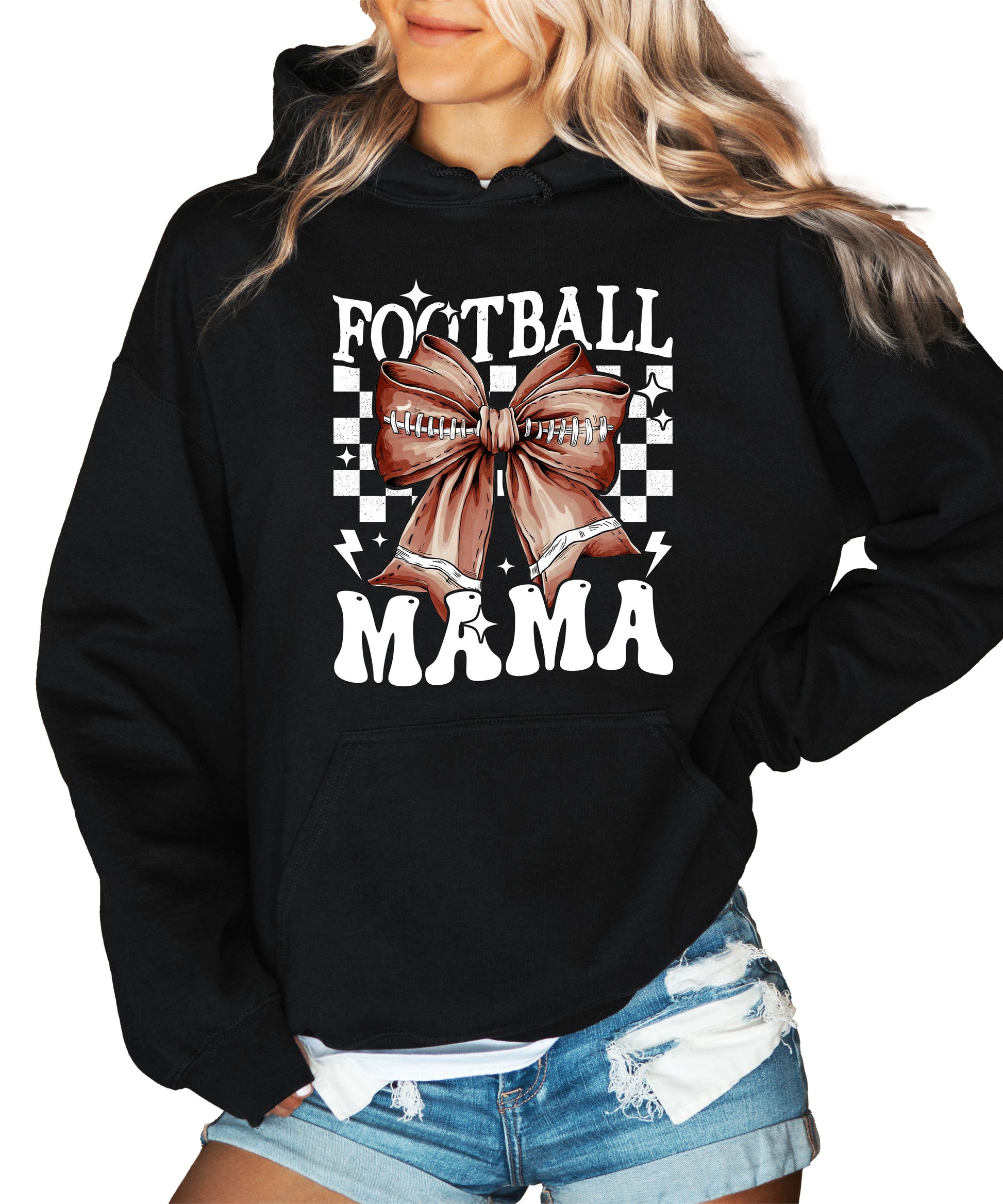 Football Mama Hoodie for Women – Black view 2
