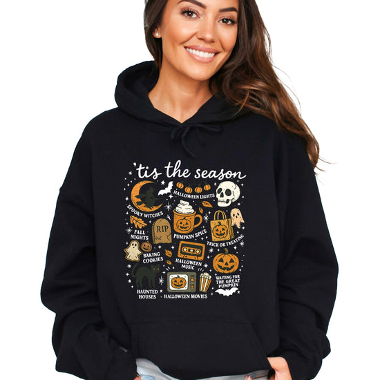 Tis The Season Halloween retro collage hoodie in Black - view 2