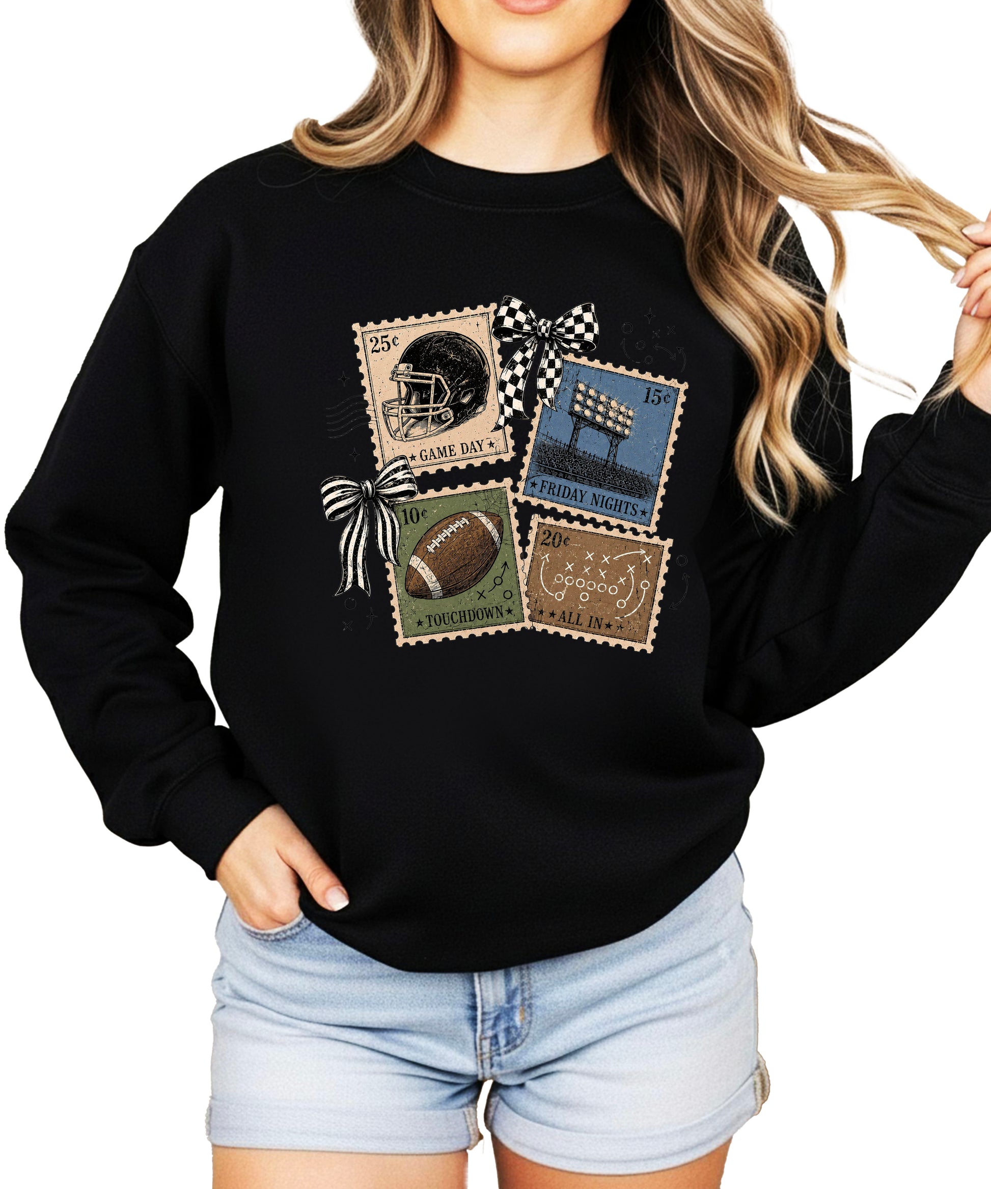 Vintage Football Black crewneck sweatshirt, view 2