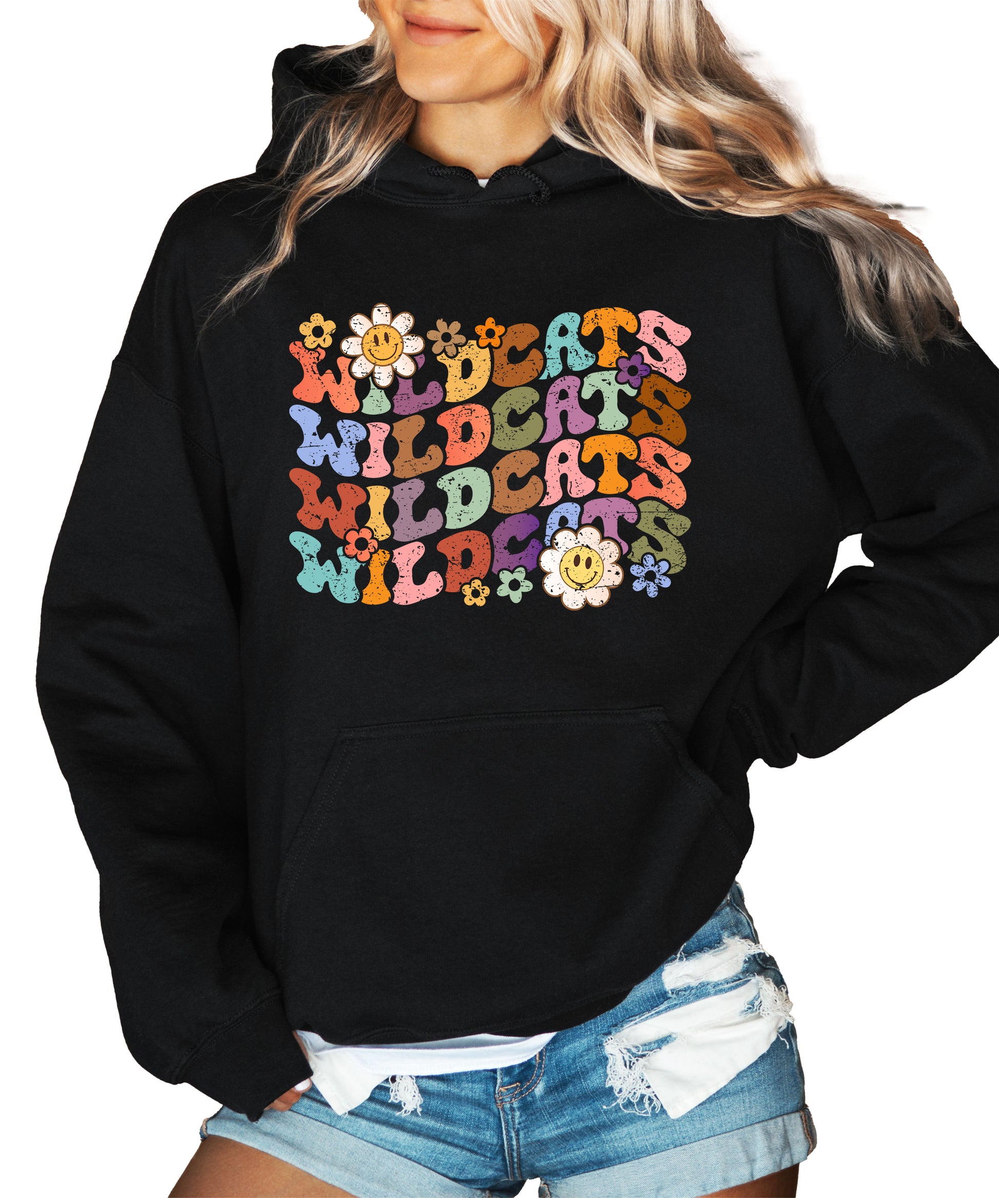 Wildcats Retro Floral Hoodie - Black view 2