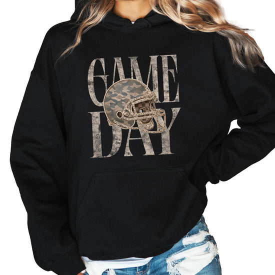Game Day Camo football helmet hoodie in Black - view 3