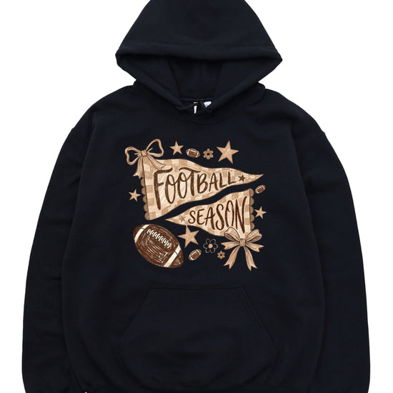 Football Season Coquette Bow Pennant Game Day Hoodie for Women - Black - view 3