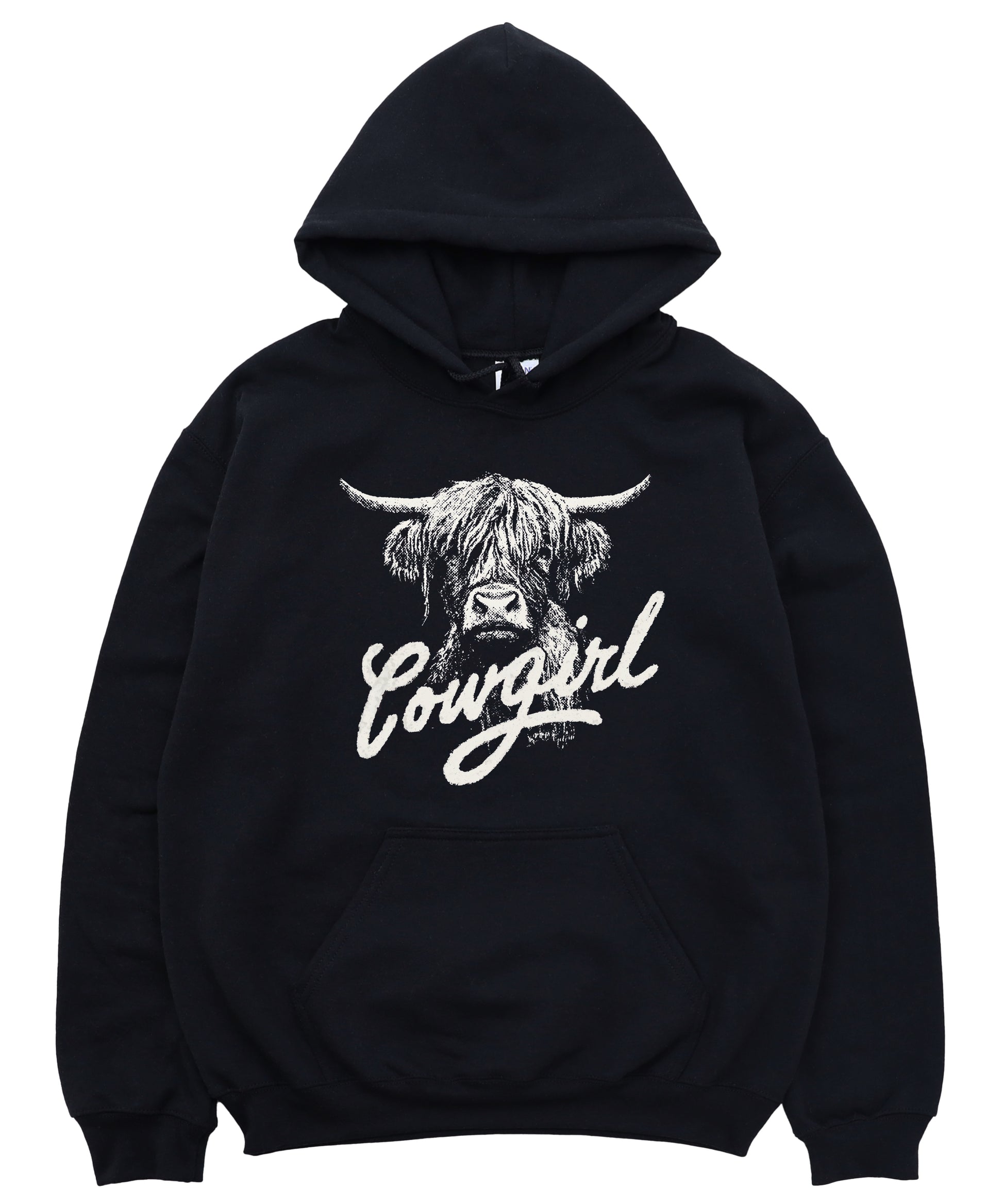 Cowgirl Highland Cow Hoodie - Black Hoodie - Olive Loves Apple