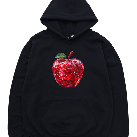 Black glitter apple teacher hoodie view 3