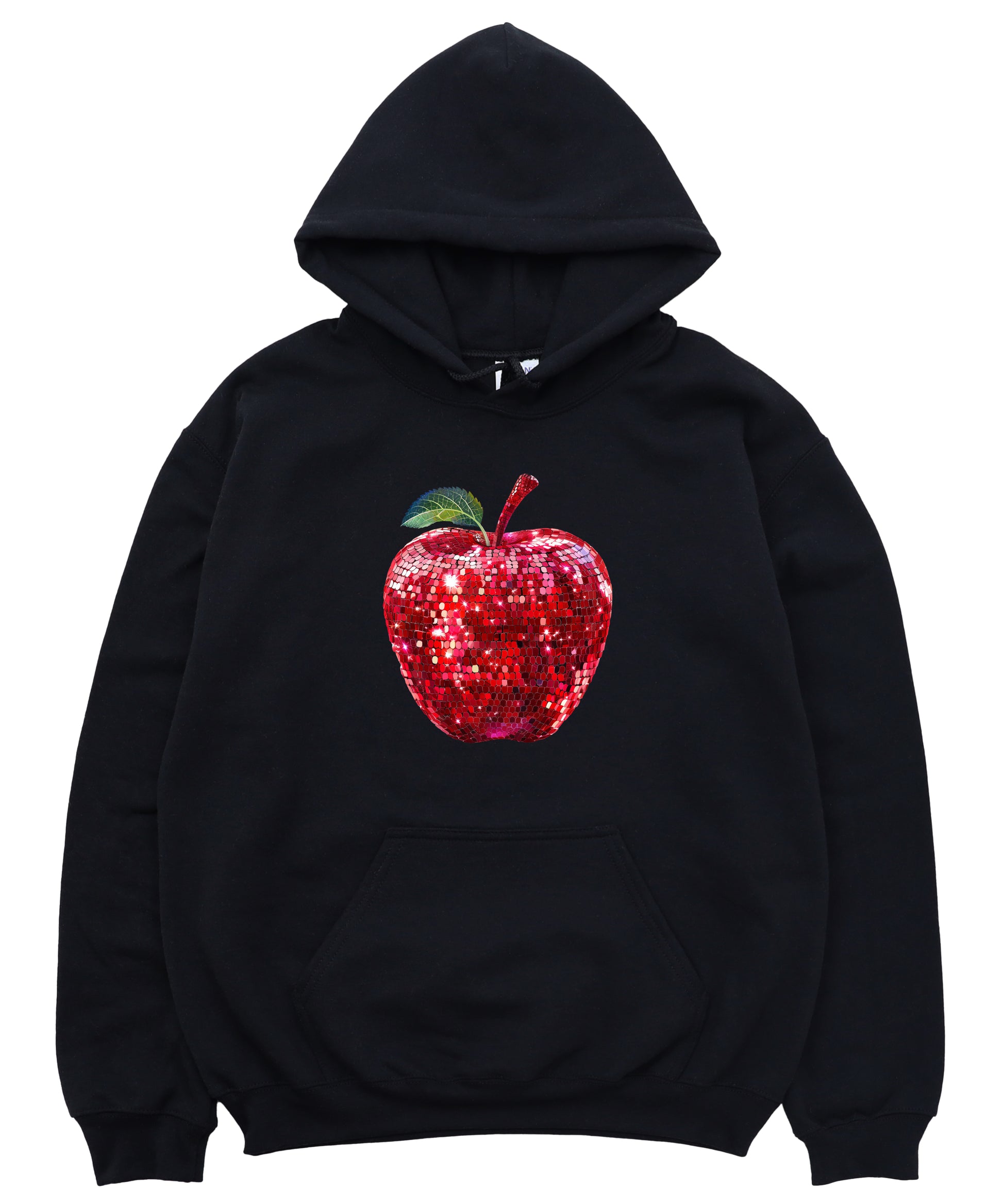Black glitter apple teacher hoodie view 3