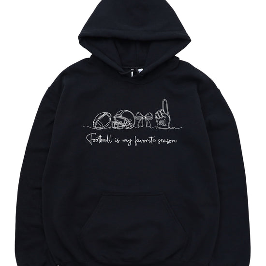 Black football game day hoodie for women, detail view