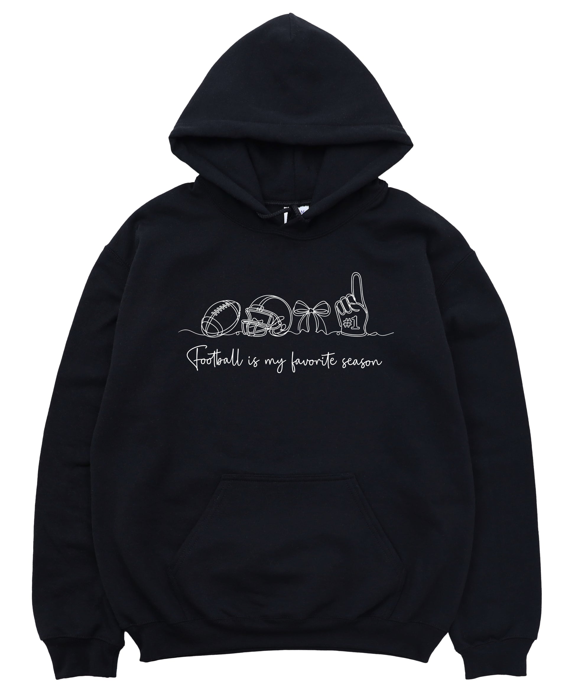 Black football game day hoodie for women, detail view