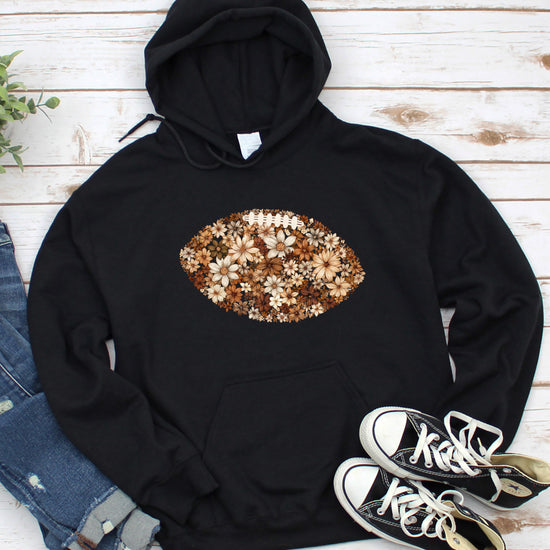 Floral Football Black Hoodie for Women - view 3