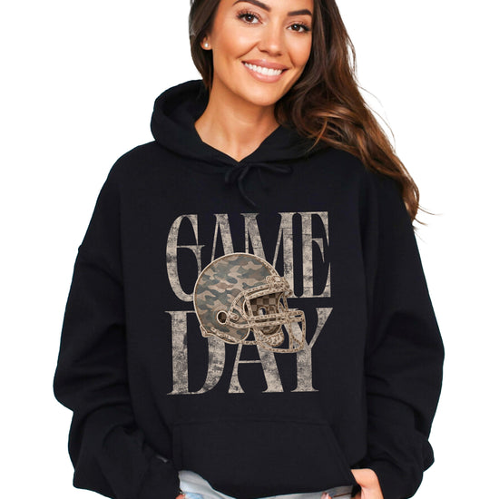 Game Day Camo football helmet hoodie in Black - view 4
