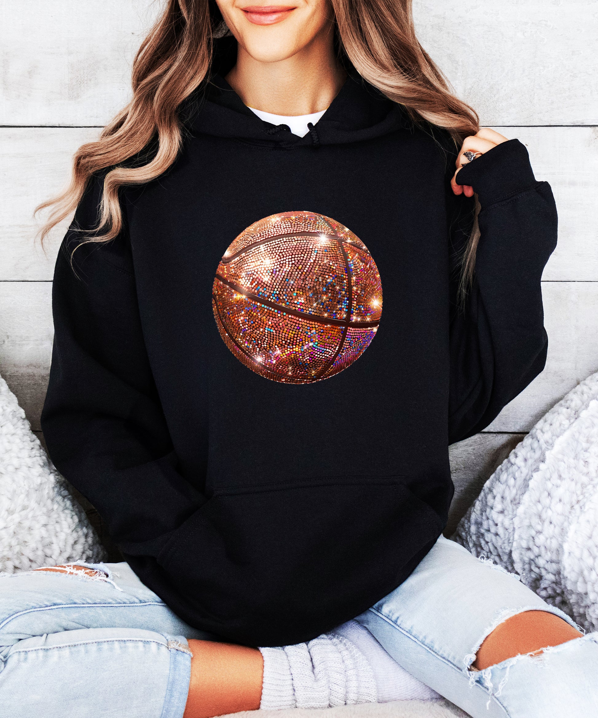 Glitter basketball hoodie in Black - view 4