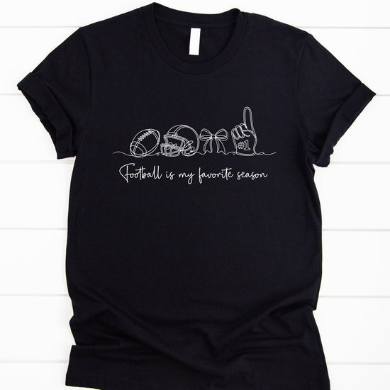 Football is My Favorite Season coquette bow game day tee, Black Shirt, view 4