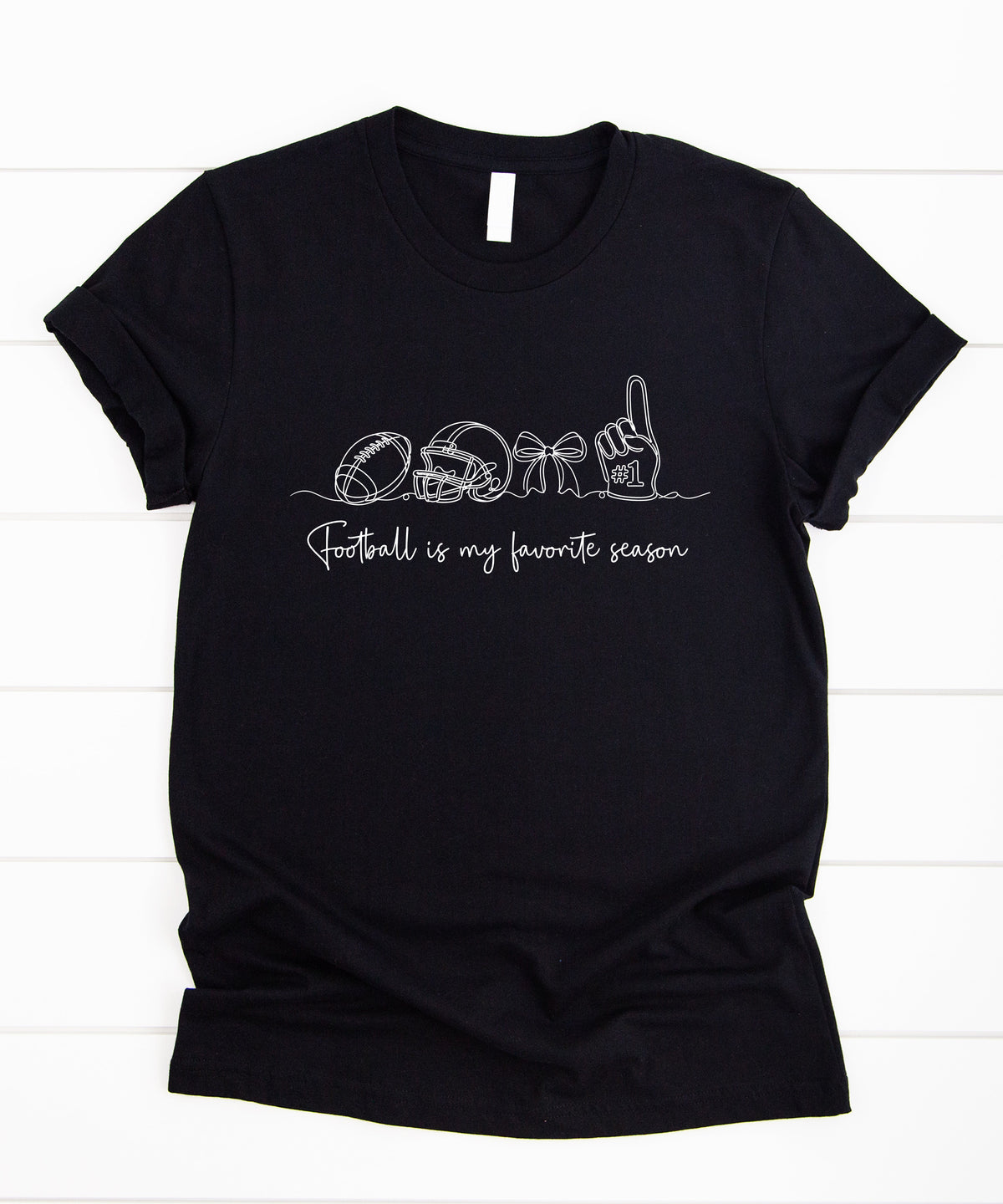 Football is My Favorite Season coquette bow game day tee, Black Shirt, view 4
