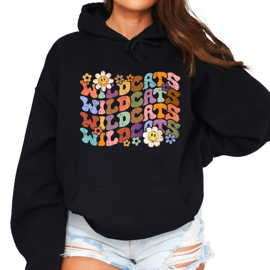 Wildcats Retro Floral Hoodie - Black view 4