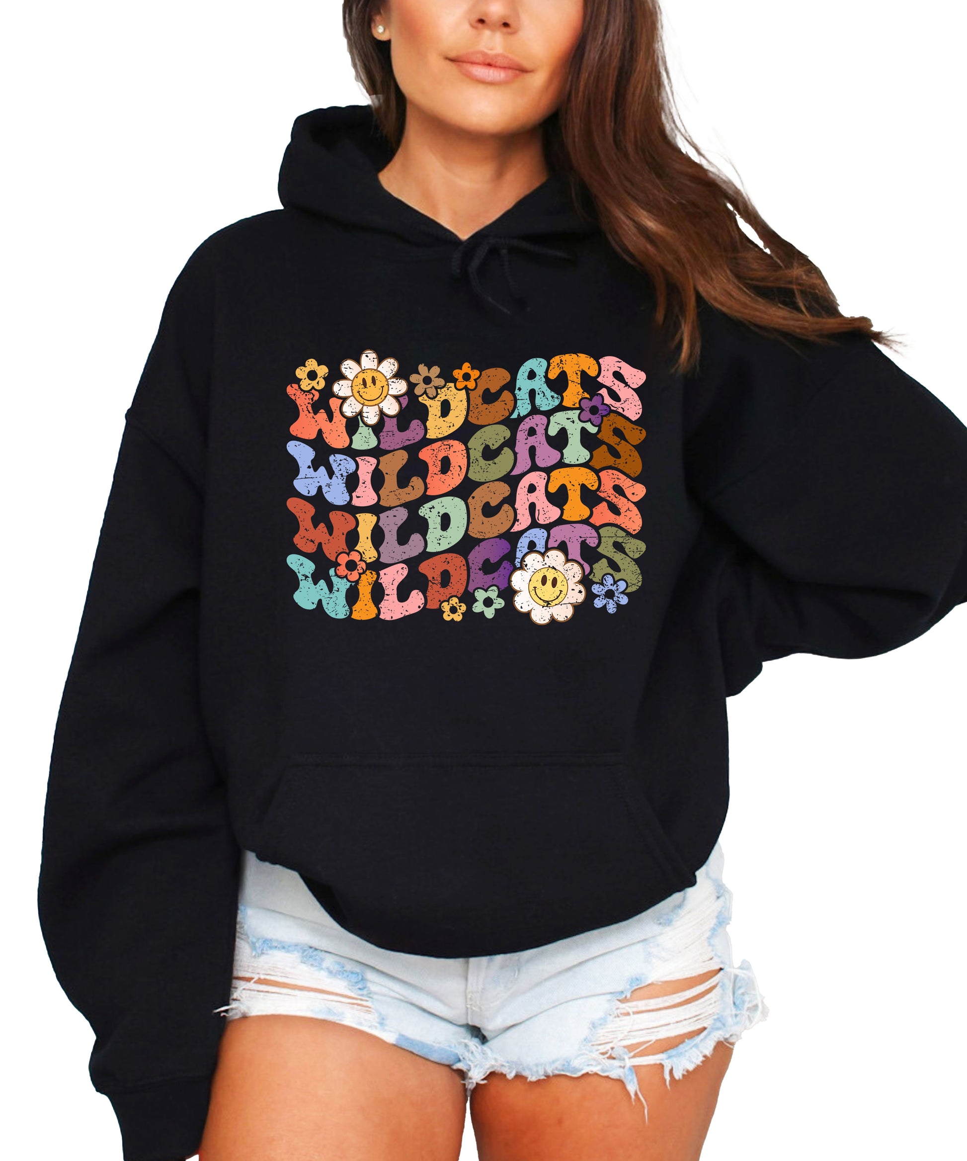 Wildcats Retro Floral Hoodie - Black view 4