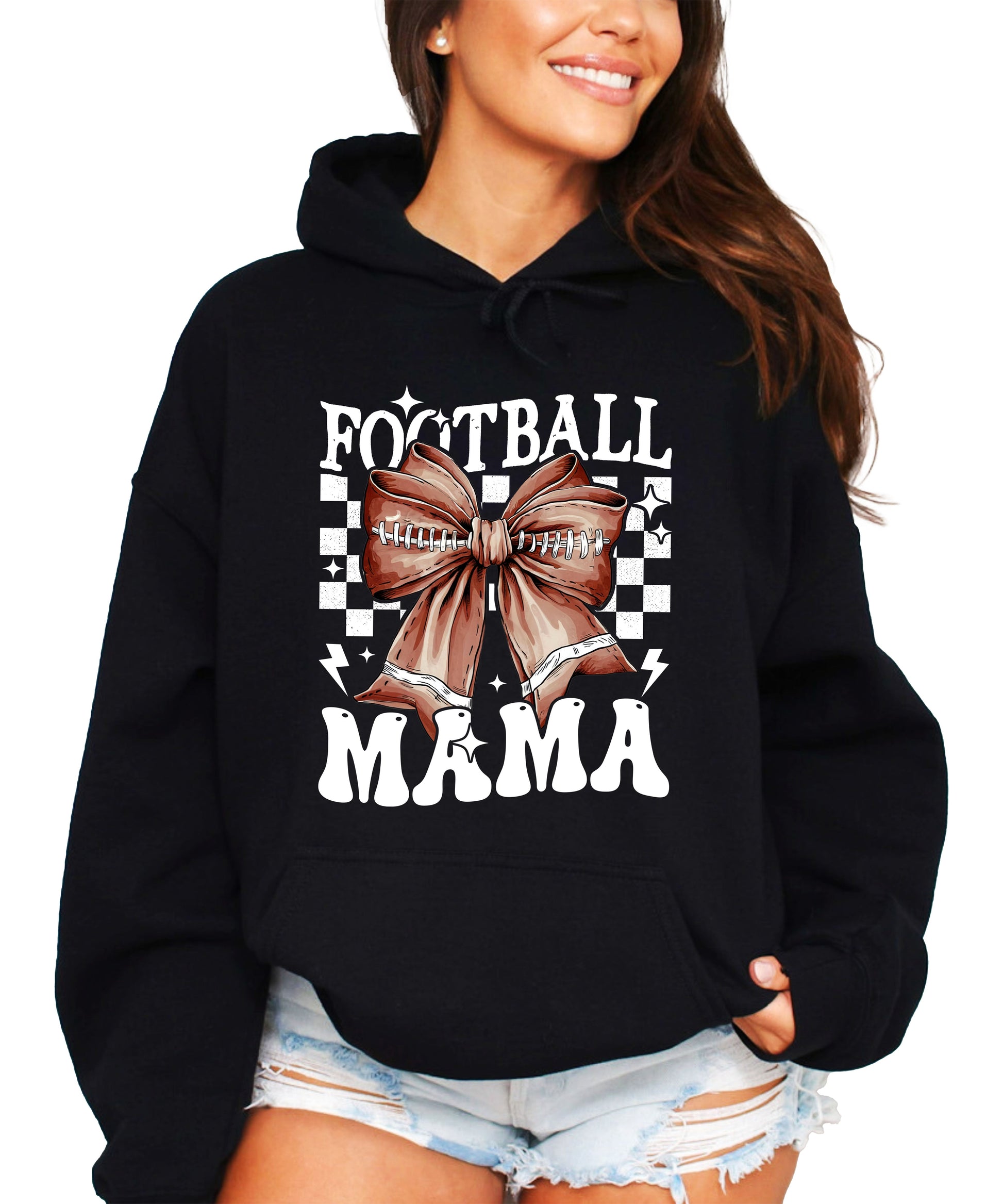 Football Mama Hoodie for Women – Black view 4