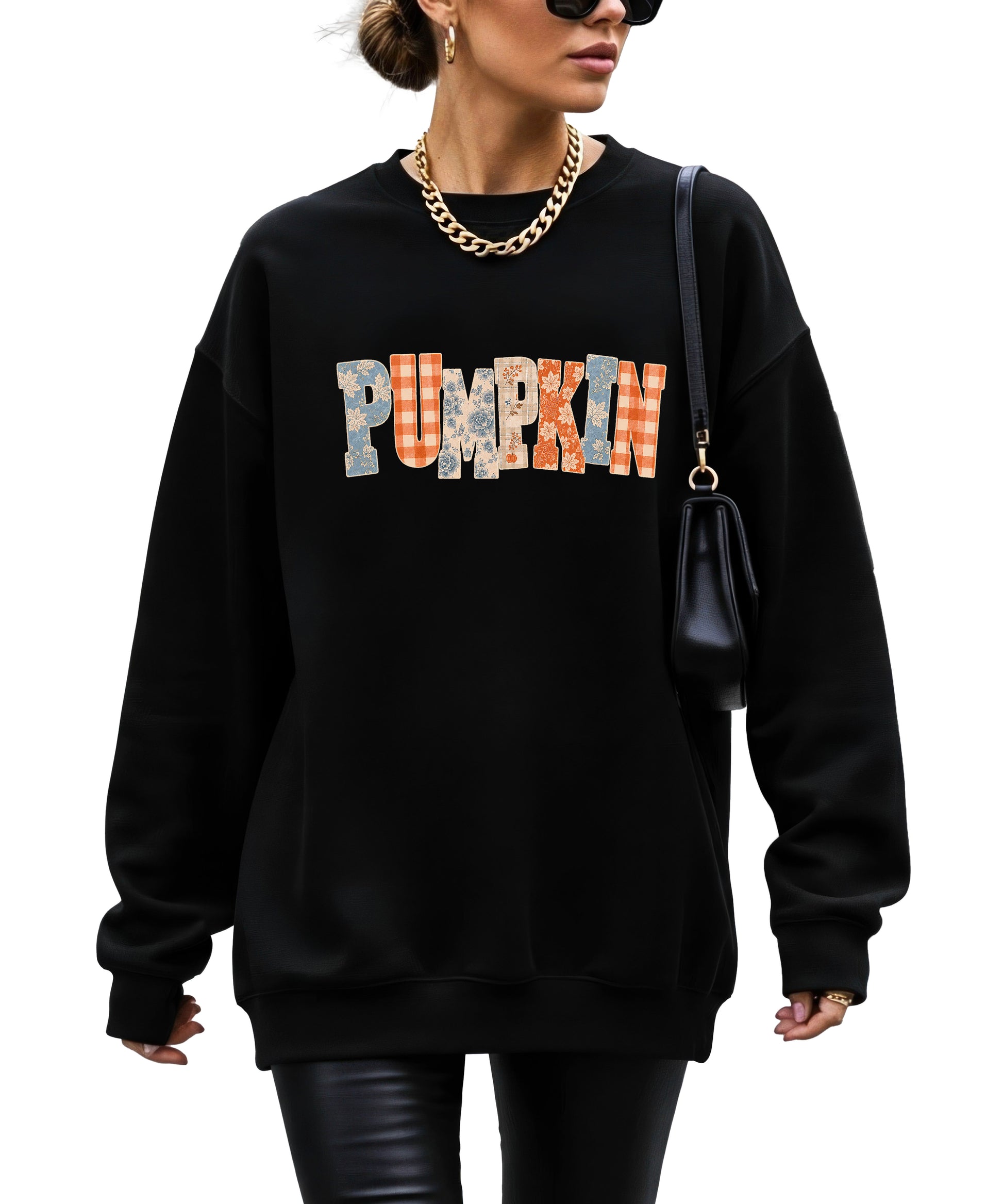 Pumpkin Patch Fall Sweatshirt Black Sweatshirt view 4