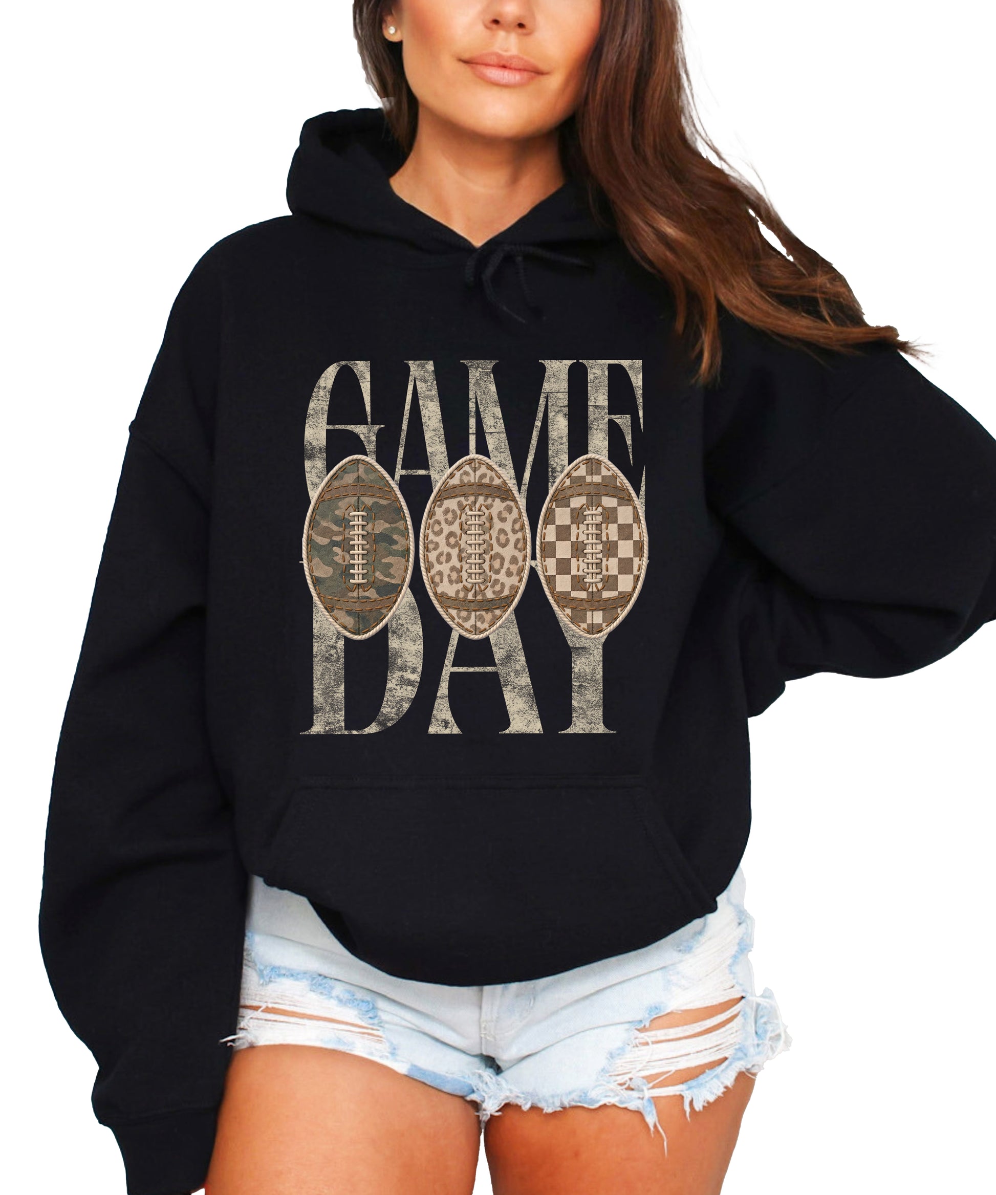 Black Game Day football hoodie, additional view