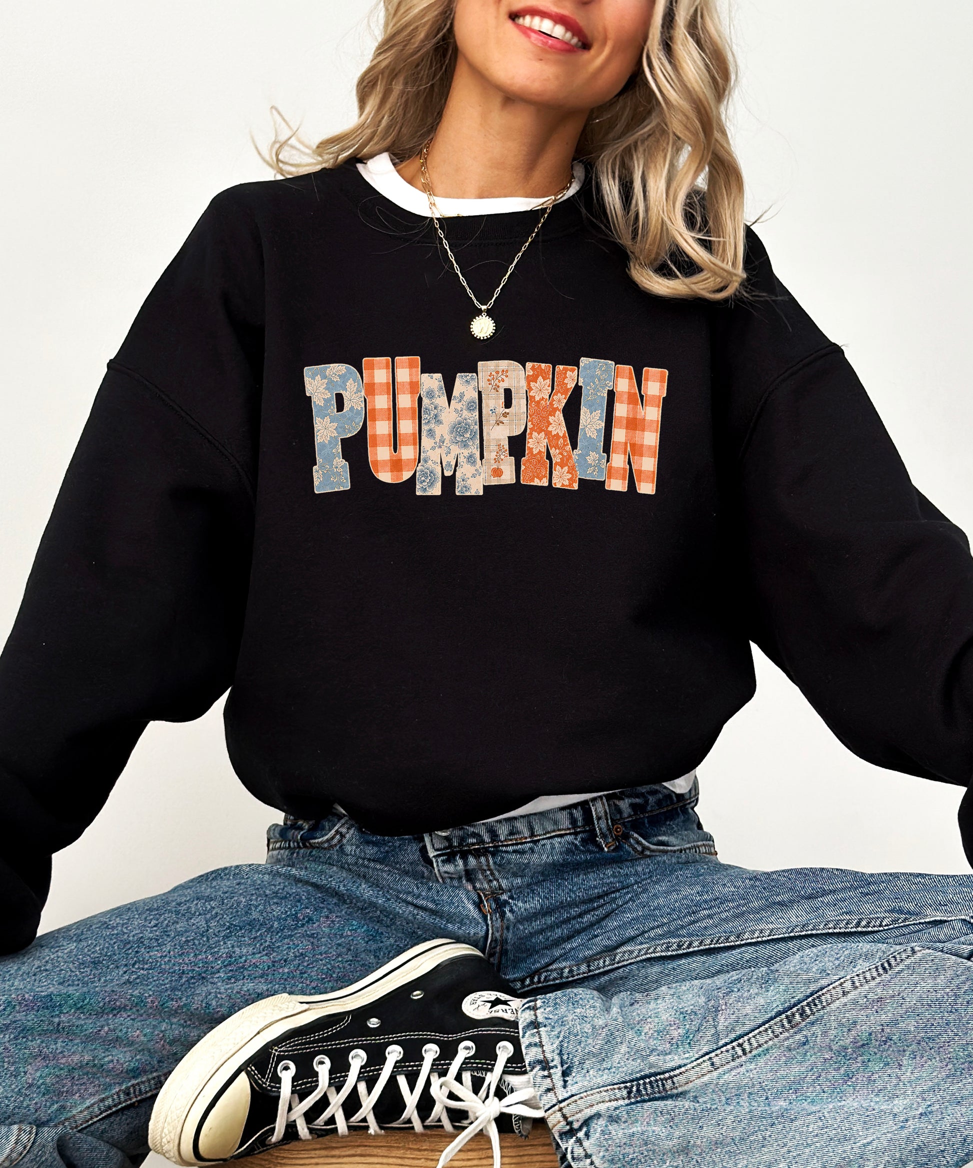 Pumpkin Patch Fall Sweatshirt Black Sweatshirt view 5