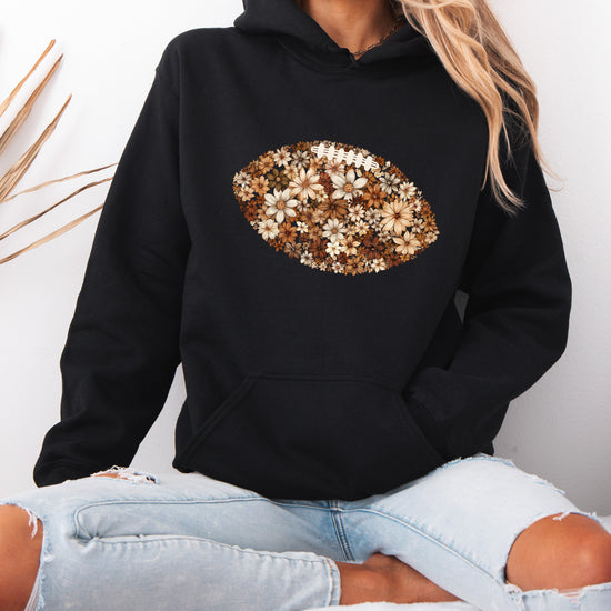 Floral Football Black Hoodie for Women - view 5