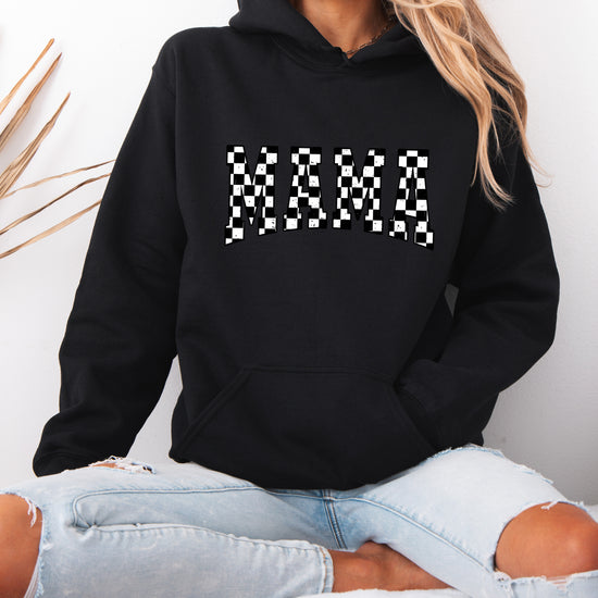 Checkered Mama hoodie for women in Black - view 5