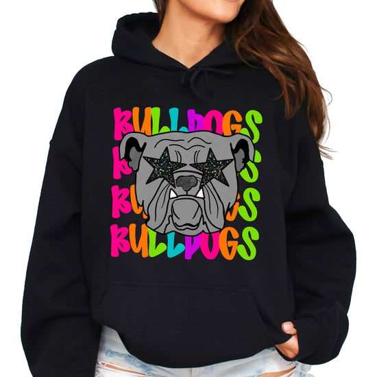 Bulldogs neon rainbow mascot hoodie in Black - view 5