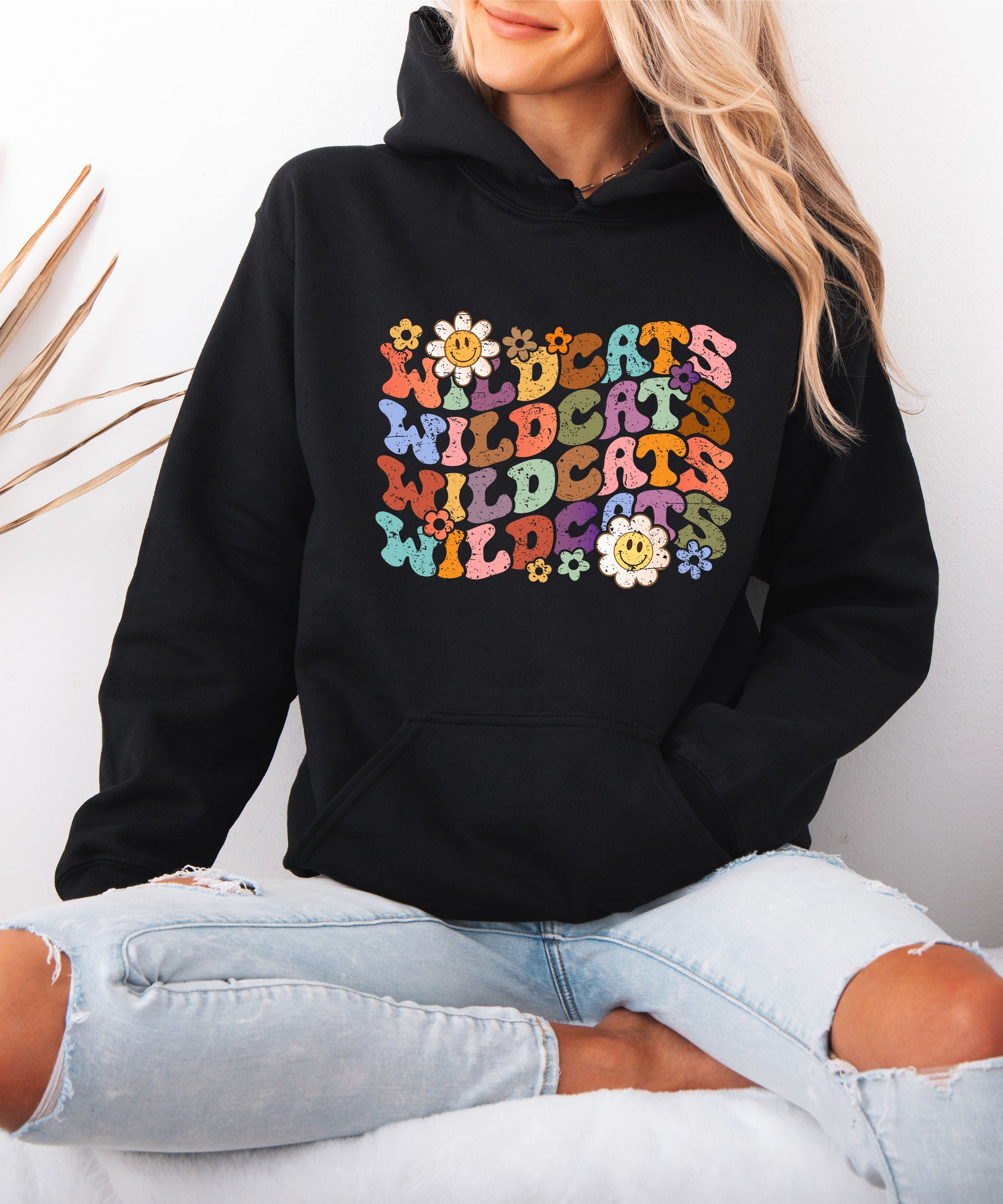 Wildcats Retro Floral Hoodie - Black view 5
