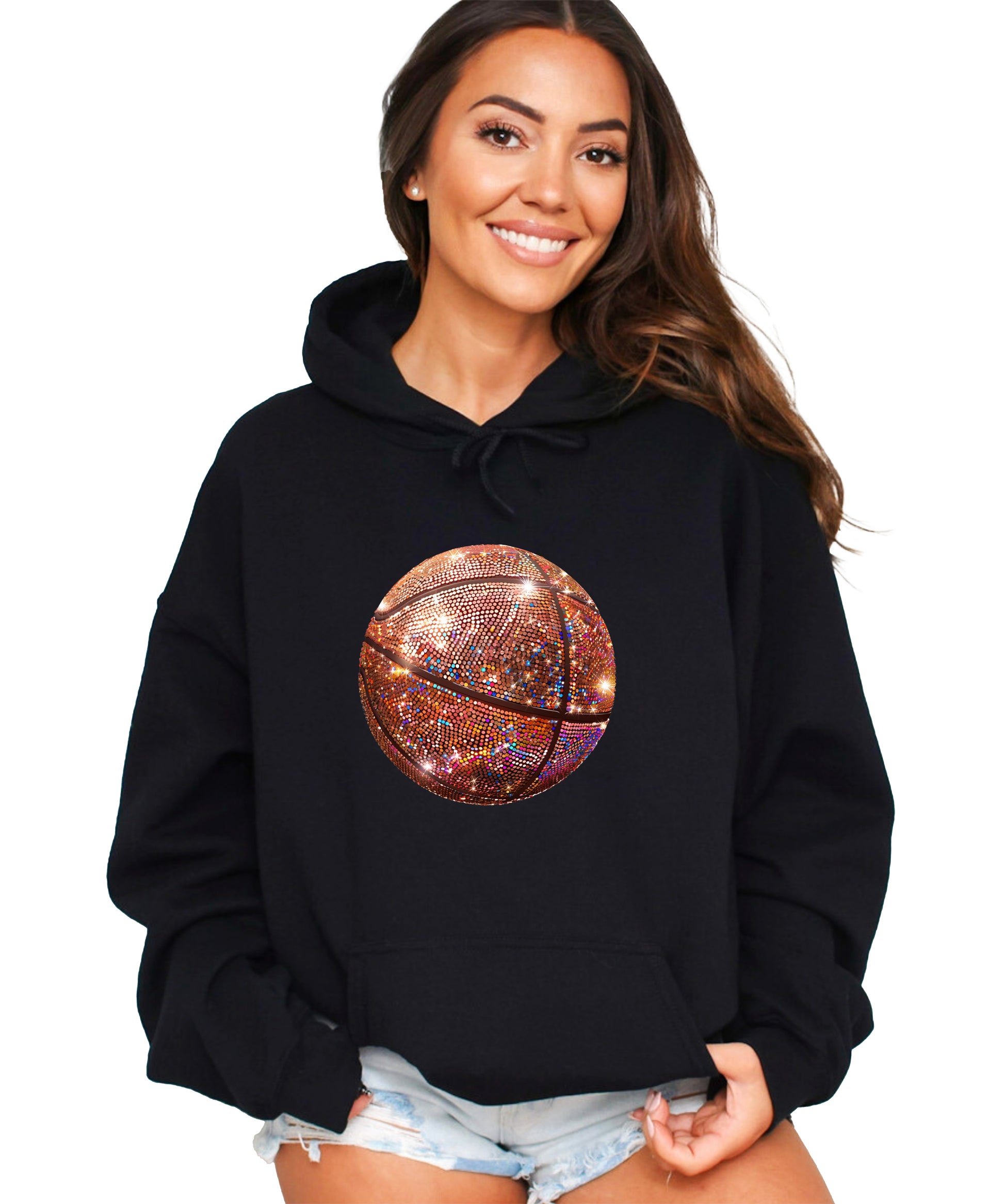 Glitter basketball hoodie in Black - view 5