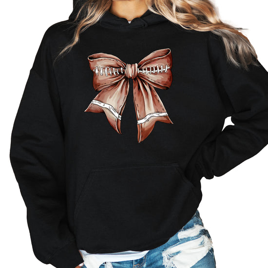 Football Coquette Bow fleece hoodie in Black - view 5