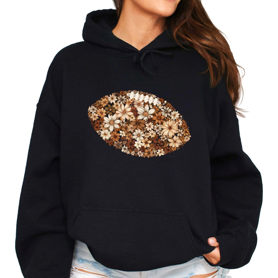 Floral Football Black Hoodie for Women - view 6