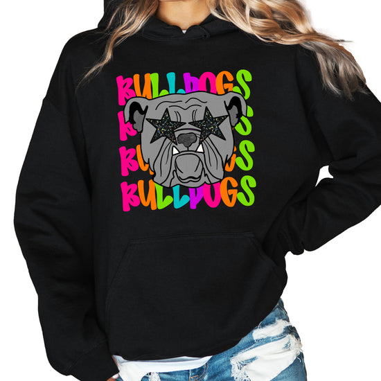 Bulldogs neon rainbow mascot hoodie in Black - view 6