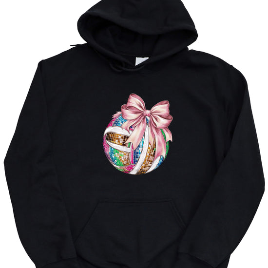 Disco Volleyball Coquette Bow Hoodie - Black - View 6