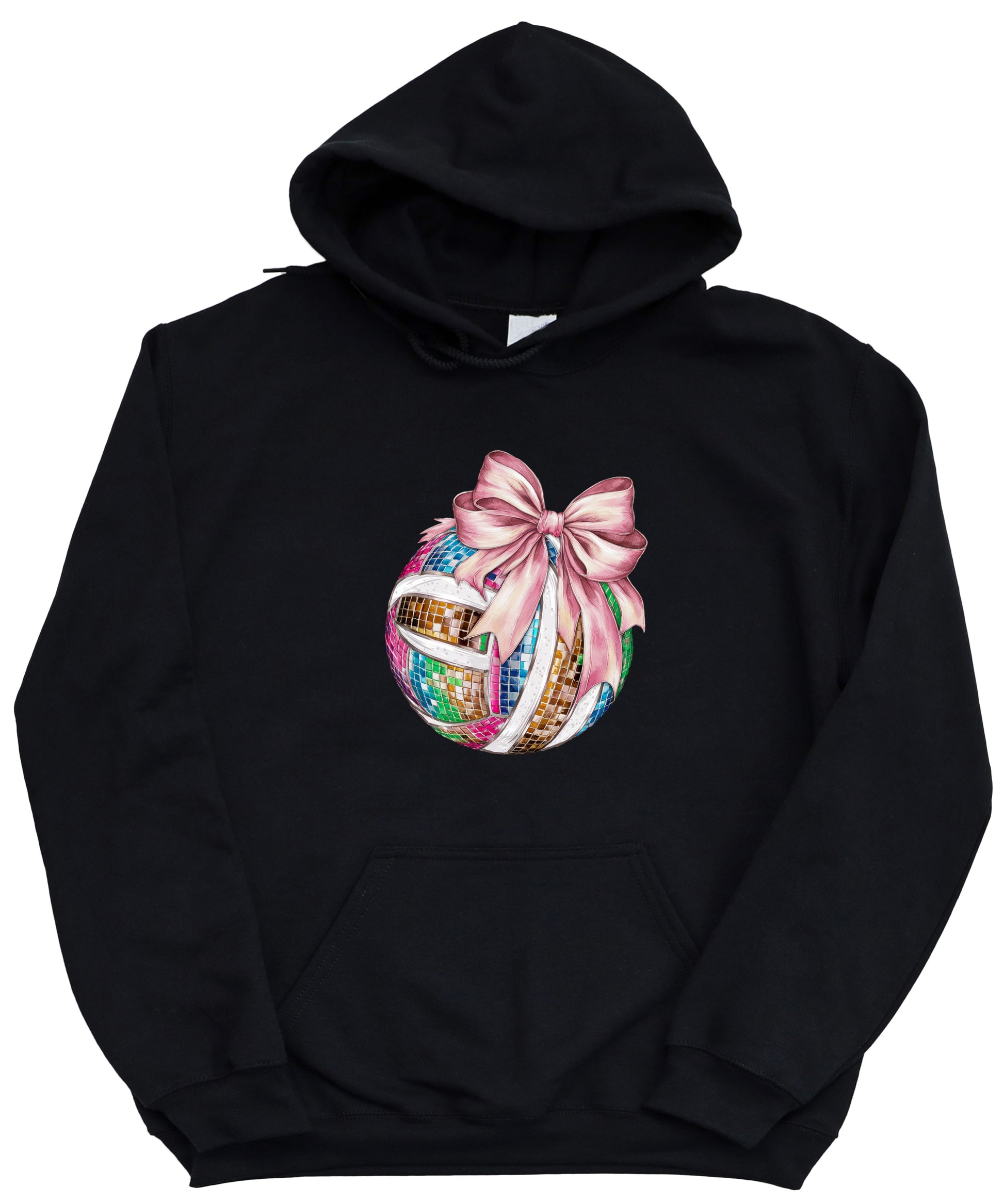 Disco Volleyball Coquette Bow Hoodie - Black - View 6