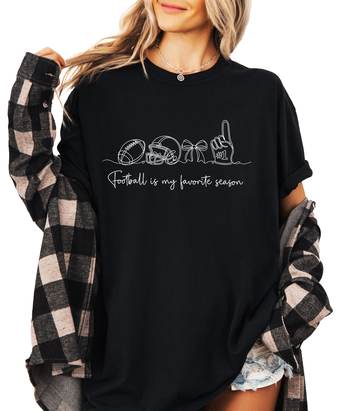 Football is My Favorite Season coquette bow game day tee, Black Shirt, view 6