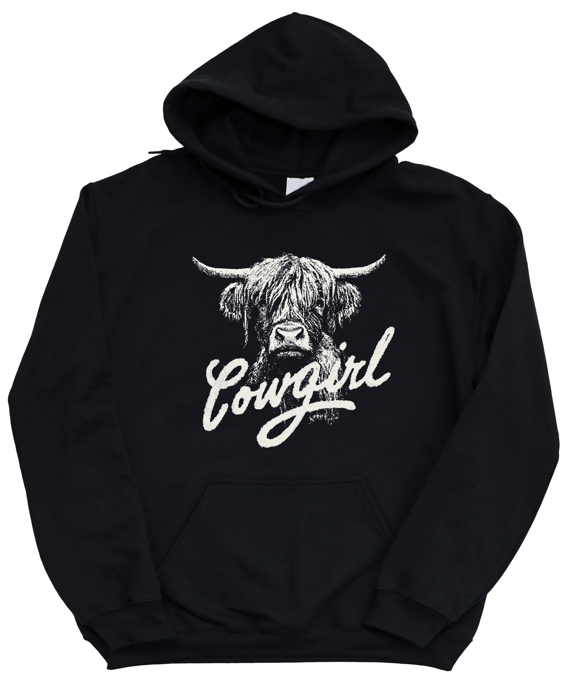 Cowgirl Highland Cow Hoodie - Black Hoodie - Olive Loves Apple