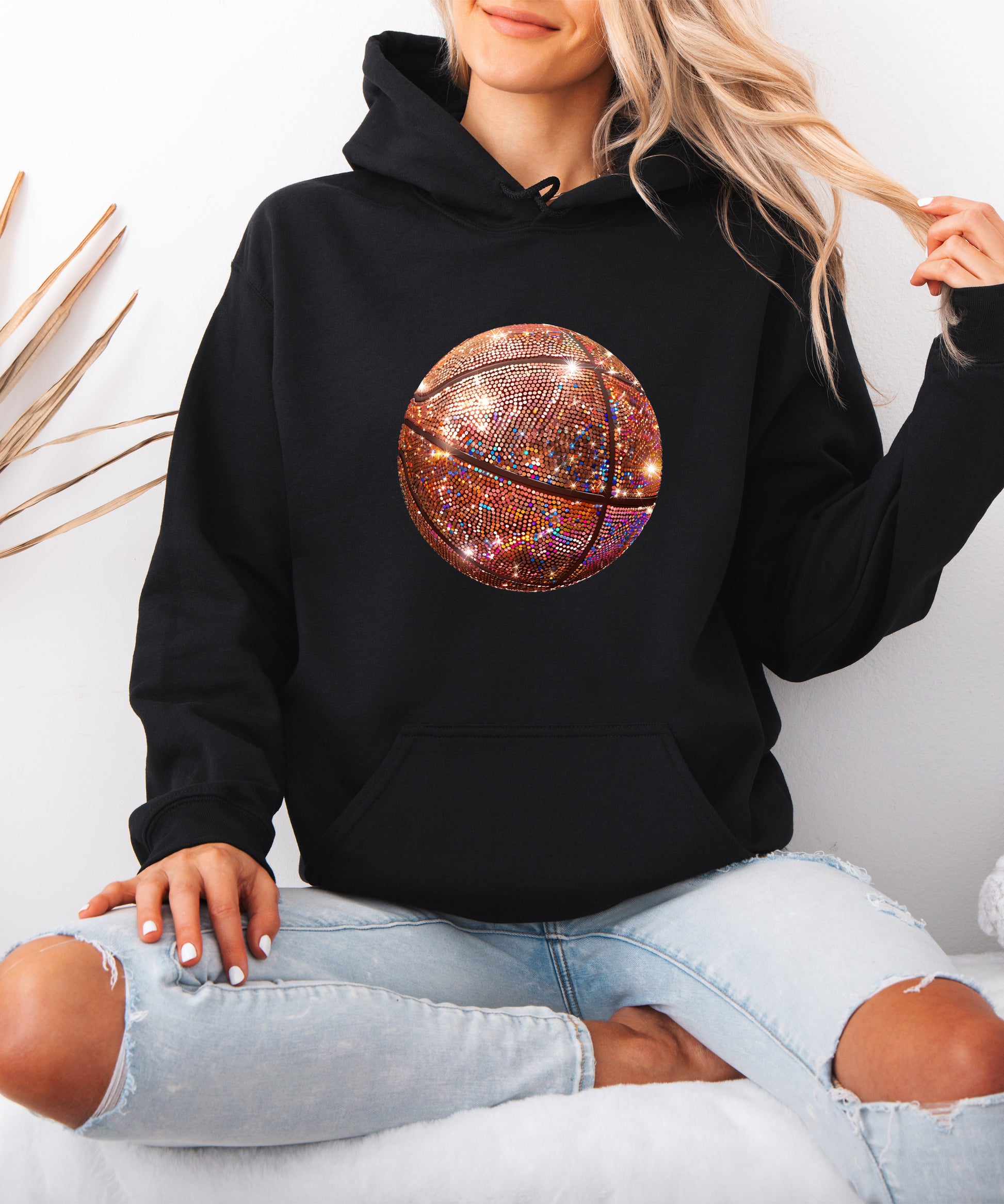 Glitter basketball hoodie in Black - view 6