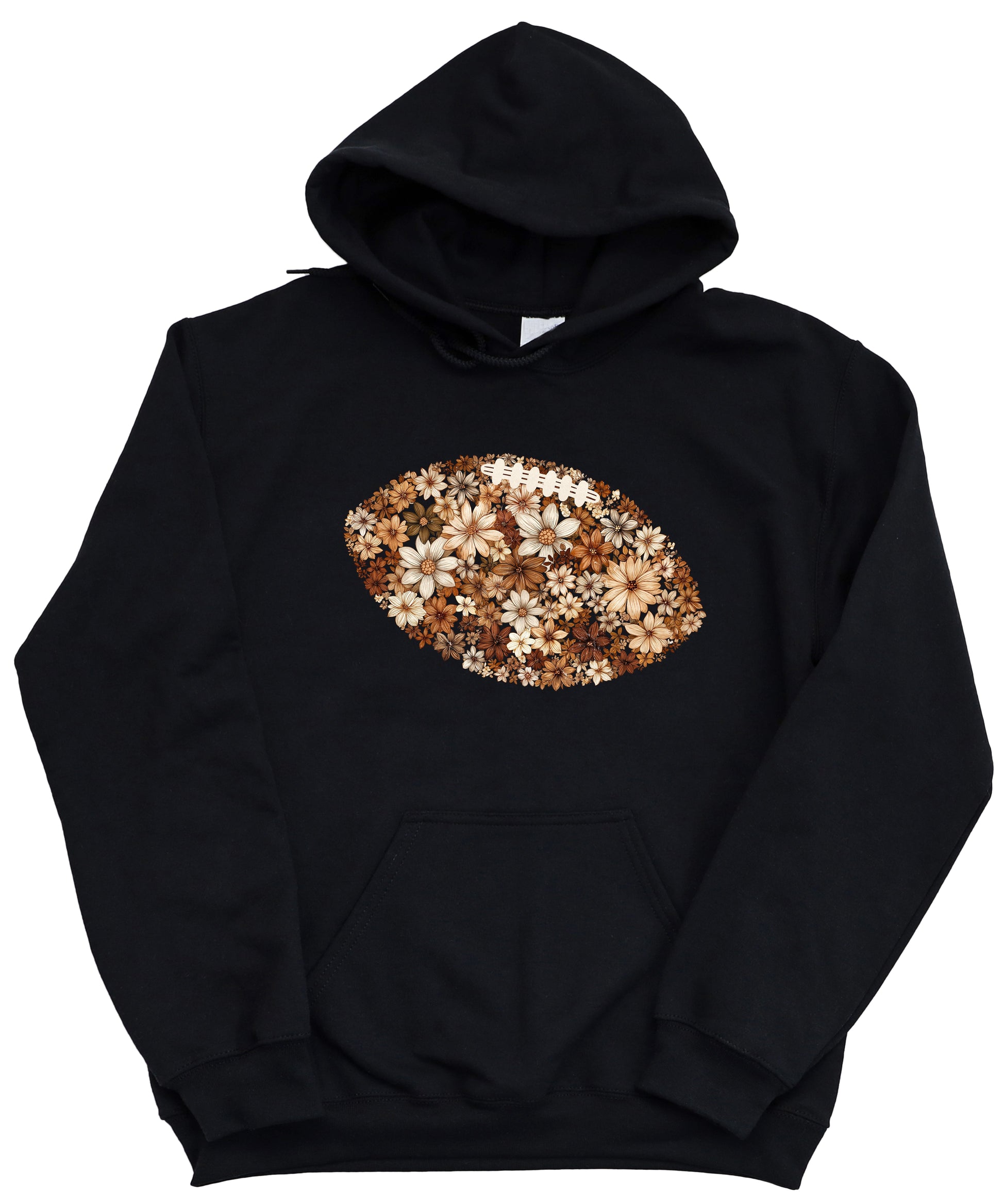 Floral Football Black Hoodie for Women - view 7