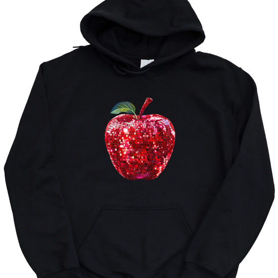 Black glitter apple teacher hoodie view 7