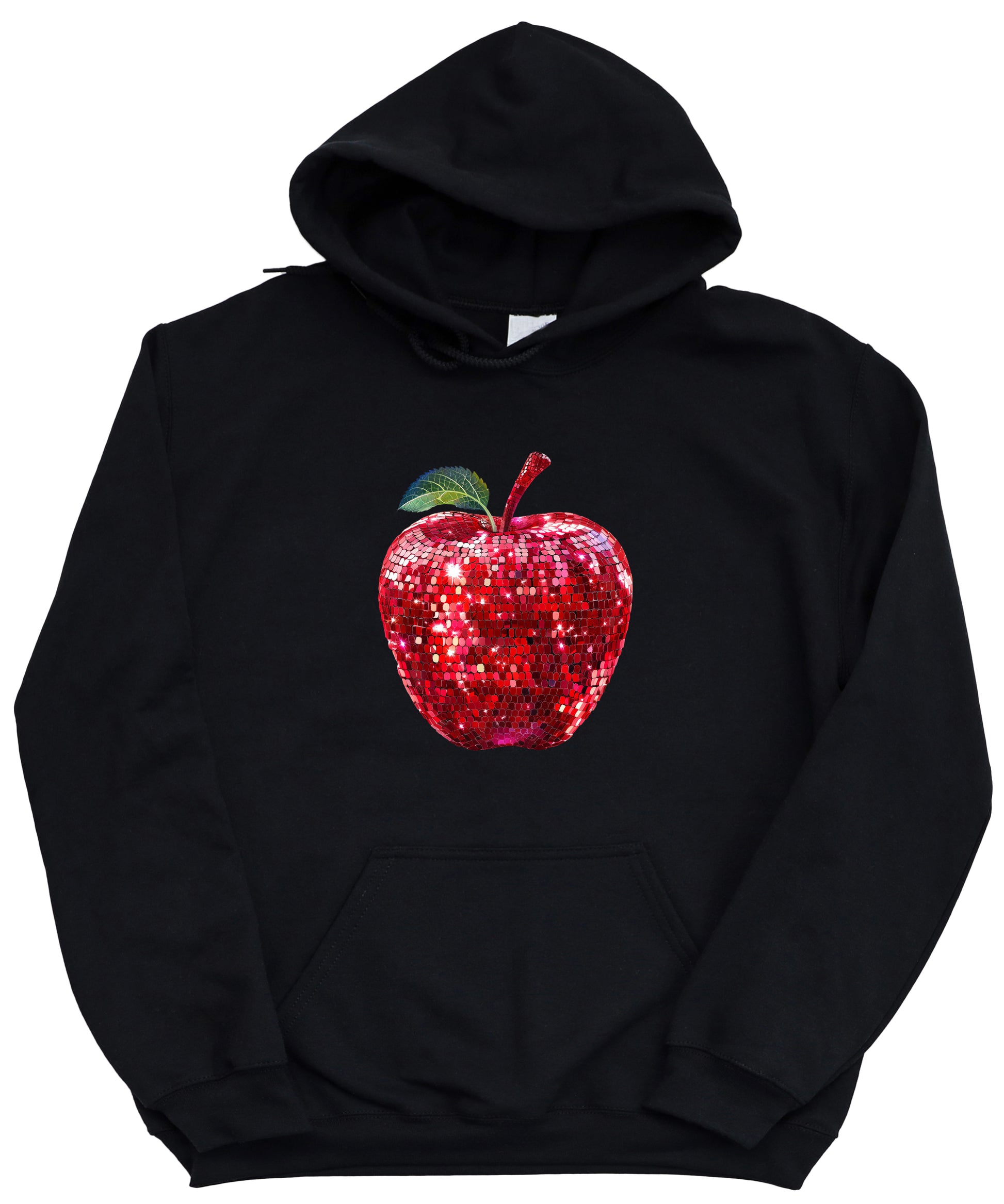 Black glitter apple teacher hoodie view 7